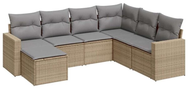 Polyrattan Kerti Ülőgarnitúra - 7 részes - Bézs