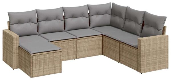 Polyrattan Kerti Ülőgarnitúra - 7 részes - Bézs