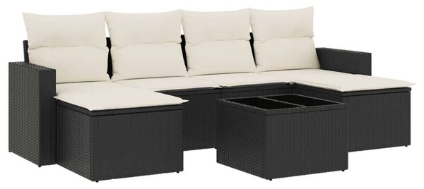 VidaXL Polyrattan Kerti Ülőgarnitúra - 7 részes - Fekete