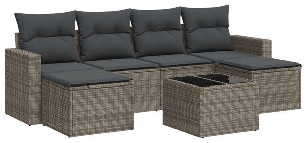 VidaXL Polyrattan Kerti Ülőgarnitúra - 7 részes - Szürke