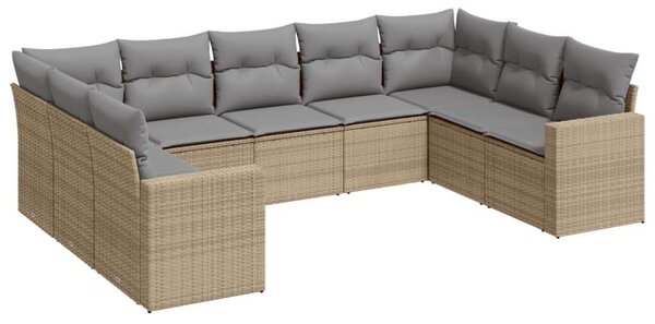 Polyrattan Kerti Ülőgarnitúra - Bézs - 9 részes