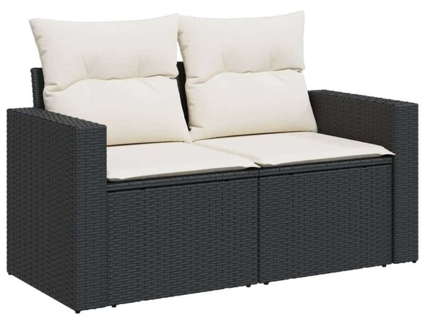 VidaXL 11 részes fekete polyrattan kerti ülőgarnitúra párnákkal