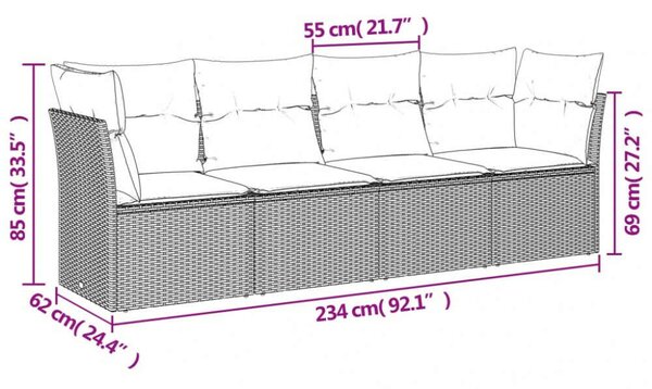 VidaXL Polyrattan Kerti Ülőgarnitúra - 4 részes - Bézs