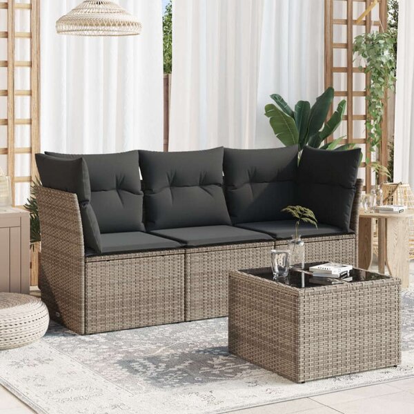VidaXL Polyrattan Kerti Ülőgarnitúra - 4 részes - Szürke