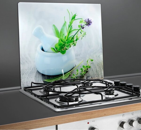 Edzett üveg falvédő tűzhelyhez 50x56 cm Herb Garden – Wenko