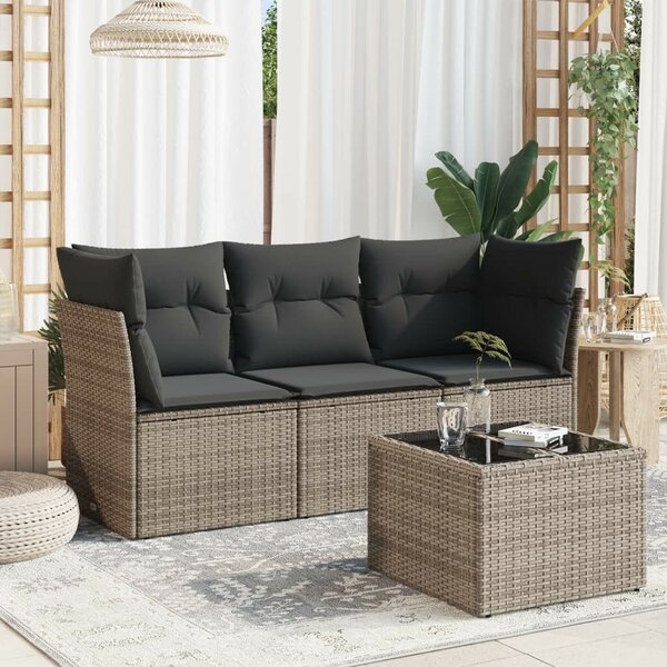 VidaXL Polyrattan Kerti Ülőgarnitúra - 4 részes - Szürke