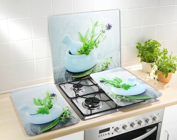 Edzett üveg falvédő tűzhelyhez 50x56 cm Herb Garden – Wenko