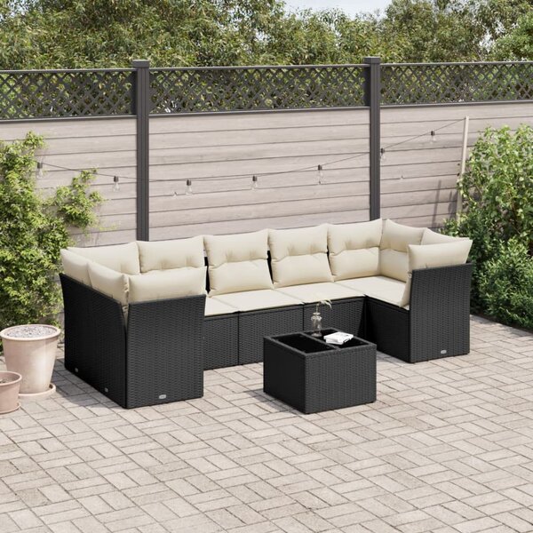VidaXL Polyrattan Kerti Ülőgarnitúra - 8 részes - Fekete