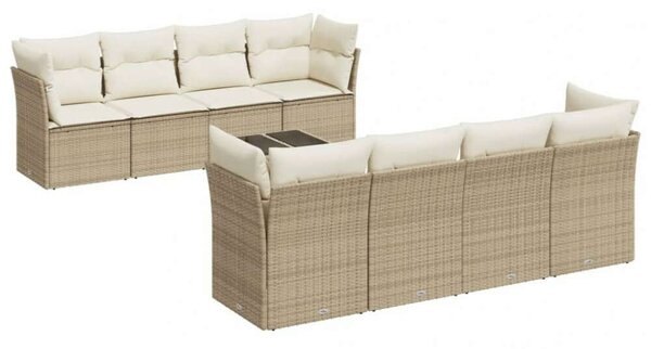 VidaXL Polyrattan Kerti Ülőgarnitúra - 9 részes - Bézs