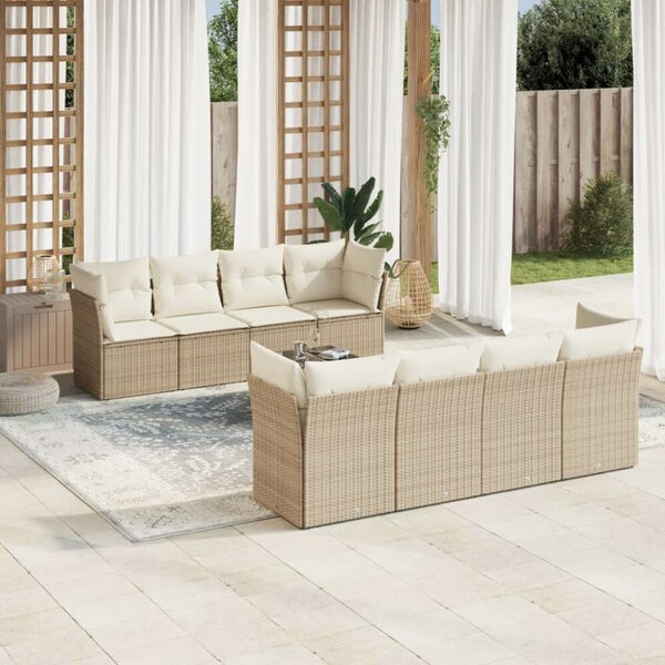 VidaXL Polyrattan Kerti Ülőgarnitúra - 9 részes - Bézs