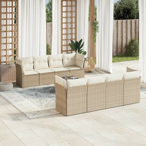 VidaXL Polyrattan Kerti Ülőgarnitúra - 9 részes - Bézs