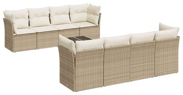 VidaXL Polyrattan Kerti Ülőgarnitúra - 9 részes - Bézs
