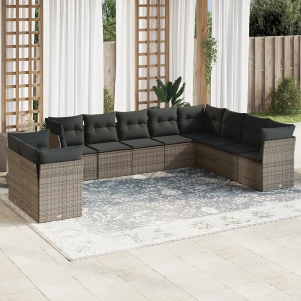 VidaXL Polyrattan Kerti Ülőgarnitúra - 10 részes - Szürke