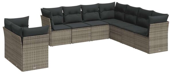VidaXL Polyrattan Kerti Ülőgarnitúra - 9 részes - Szürke