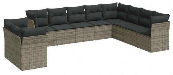 VidaXL Polyrattan Kerti Ülőgarnitúra - 10 részes - Szürke