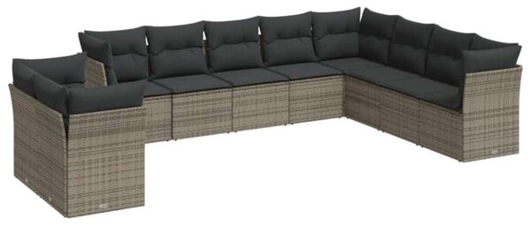 VidaXL Polyrattan Kerti Ülőgarnitúra - 10 részes - Szürke