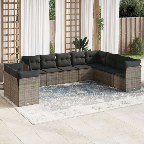 VidaXL Polyrattan Kerti Ülőgarnitúra - 10 részes - Szürke
