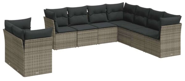 VidaXL Polyrattan Kerti Ülőgarnitúra - 9 részes - Szürke