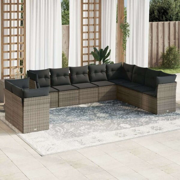 VidaXL Polyrattan Kerti Ülőgarnitúra - 10 részes - Szürke