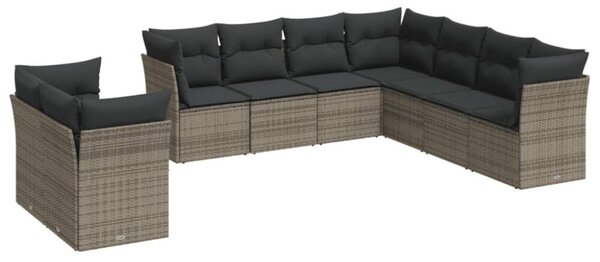 VidaXL Polyrattan Kerti Ülőgarnitúra - 9 részes - Szürke