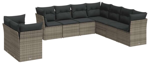 VidaXL Polyrattan Kerti Ülőgarnitúra - 9 részes - Szürke