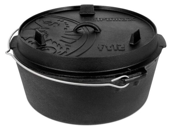 Petromax F12 Öntöttvas Láb nélküli Főzőedény fedővel Ø 42cm 10,8L - Fekete