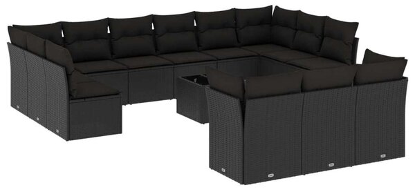 VidaXL Polyrattan Kerti Ülőgarnitúra - 14 részes - Fekete