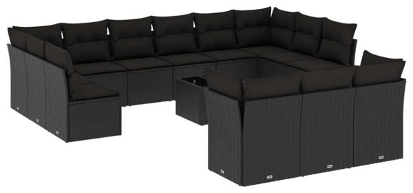 VidaXL Polyrattan Kerti Ülőgarnitúra - 14 részes - Fekete