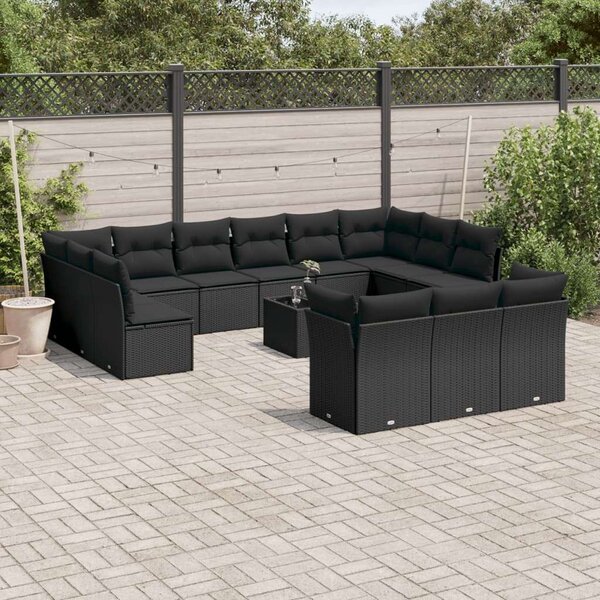 VidaXL Polyrattan Kerti Ülőgarnitúra - 14 részes - Fekete