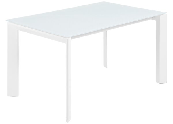 Fehér üveg összecsukható étkezőasztal Kave Home tengely 140/200 x 90 cm