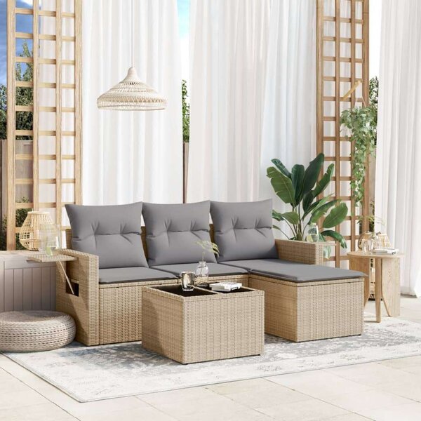 VidaXL Polyrattan Kerti Ülőgarnitúra - 4 részes - Bézs