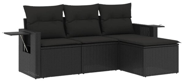 VidaXL Polyrattan Kerti Ülőgarnitúra - 4 részes - Fekete