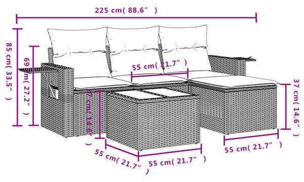 VidaXL Polyrattan Kerti Ülőgarnitúra - 4 részes - Bézs