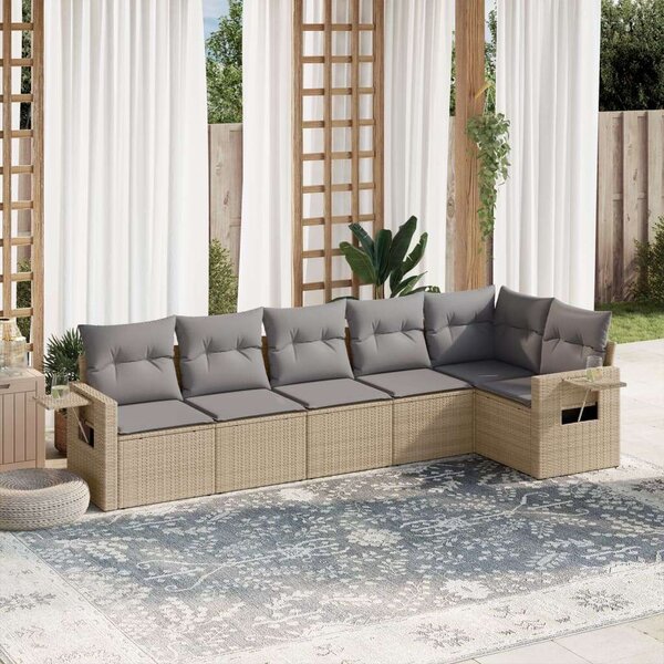 VidaXL Polyrattan Kerti Ülőgarnitúra - 6 részes - Bézs