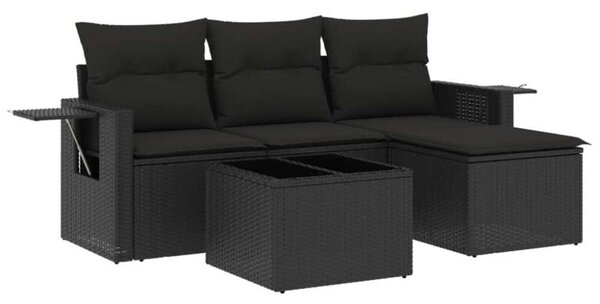 VidaXL Polyrattan Kerti Ülőgarnitúra - 4 részes - Fekete