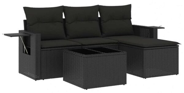 VidaXL Polyrattan Kerti Ülőgarnitúra - 4 részes - Fekete