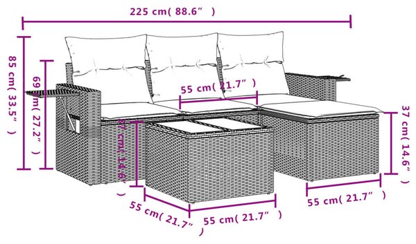 VidaXL Polyrattan Kerti Ülőgarnitúra - 4 részes - Bézs