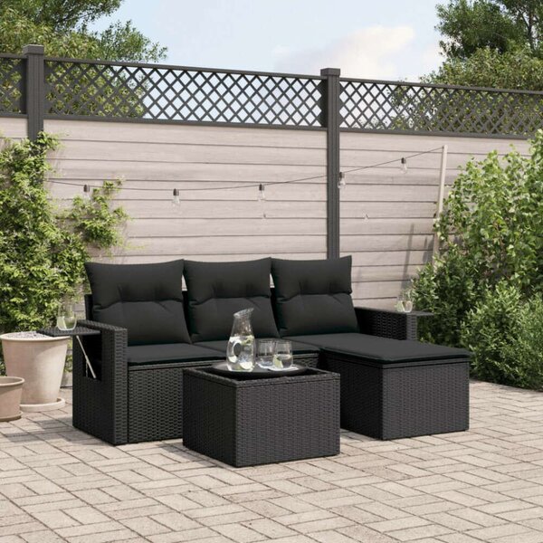 VidaXL Polyrattan Kerti Ülőgarnitúra - 4 részes - Fekete