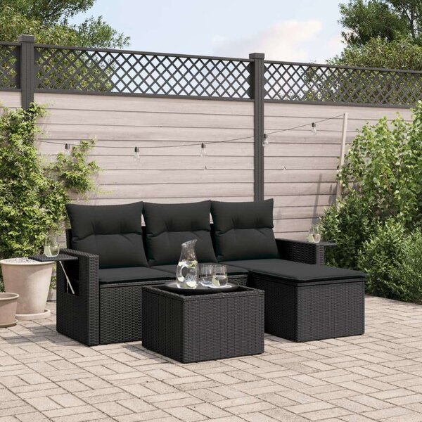 VidaXL Polyrattan Kerti Ülőgarnitúra - 4 részes - Fekete