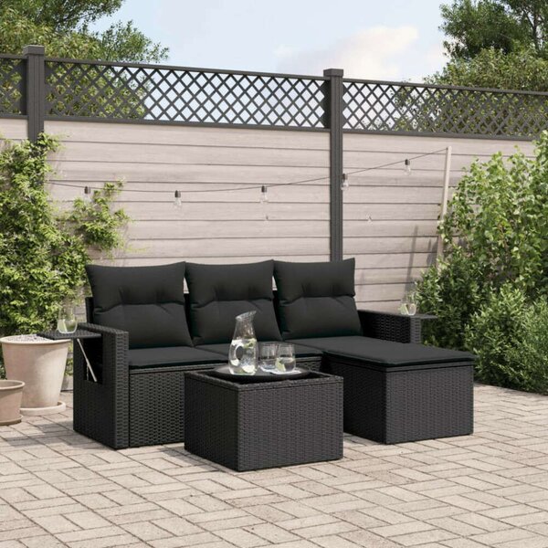 VidaXL Polyrattan Kerti Ülőgarnitúra - 4 részes - Fekete