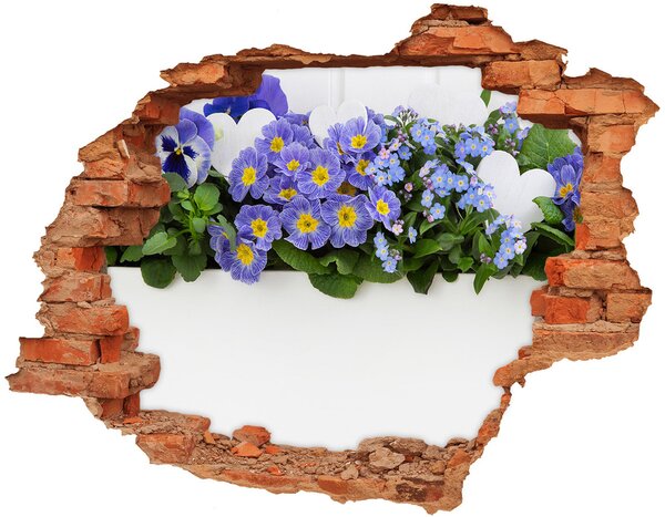 3d lyuk fal dekoráció Kék virágok
