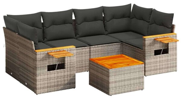 VidaXL Polyrattan Kerti Ülőgarnitúra - 7 részes - Szürke