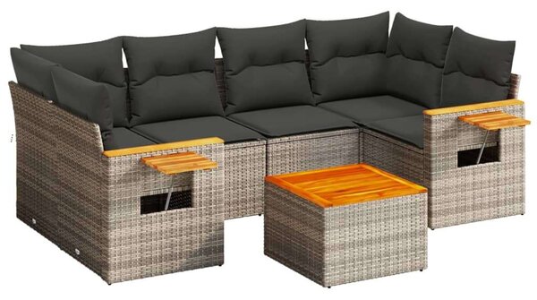 VidaXL Polyrattan Kerti Ülőgarnitúra - 7 részes - Szürke