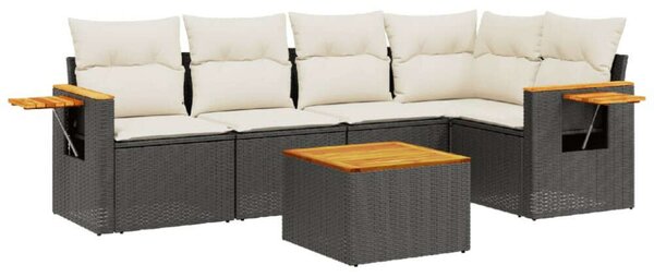 VidaXL Polyrattan Kerti Ülőgarnitúra - 6 részes - Fekete