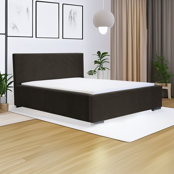 Kárpitozott ágy tárolóval és COOL matraccal 120x200 cm Sötétbarna