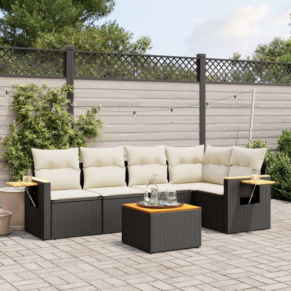 VidaXL Polyrattan Kerti Ülőgarnitúra - 6 részes - Fekete