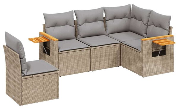 VidaXL 5 részes Polyrattan Kerti Ülőgarnitúra - Bézs