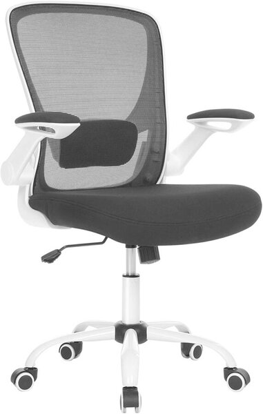 Irodai szék összecsukható karfákkal, ergonomikus, fekete-fehér