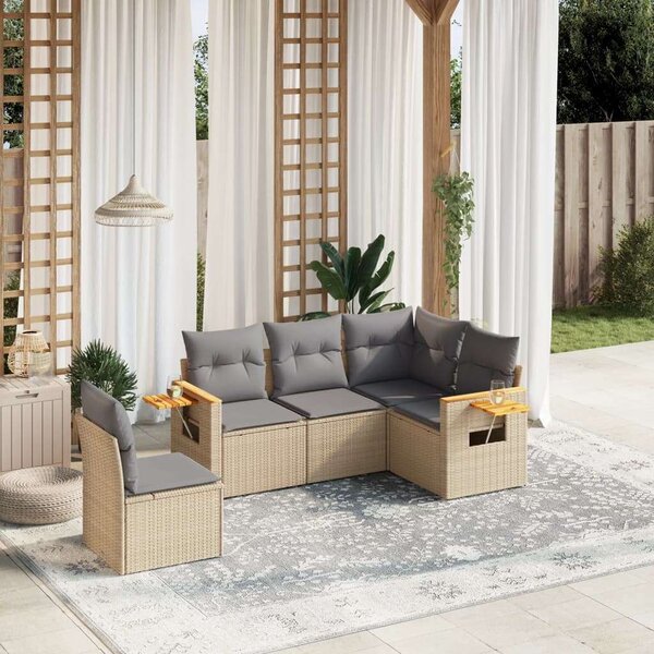 VidaXL 5 részes Polyrattan Kerti Ülőgarnitúra - Bézs