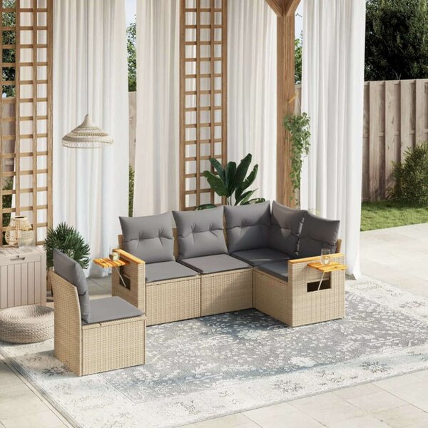 VidaXL 5 részes Polyrattan Kerti Ülőgarnitúra - Bézs